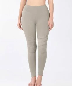 Flash Sale 👏 Zenana Ash Mocha Moto Microfiber High-Waist Leggings - Plus 🎉