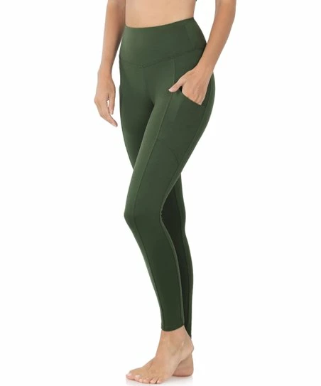 Outlet ๐ Zenana Army Green Side-Pocket Microfiber Leggings - ๐ฉ Women โ