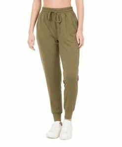 Deals 😉 Zenana Dusty Olive French Terry Pocket Drawstring Joggers - 👩 Women 🛒