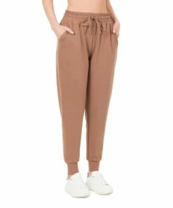 Deals 🧨 Zenana Cocoa Pocket French Terry Pocket Drawstring Joggers - 👩 Women 👏
