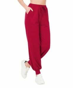 Discount ❤️ Zenana Dark Red French Terry Pocket Drawstring Joggers - Plus 😀