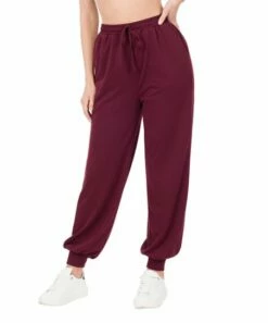 Discount 🛒 Zenana Dark Burgundy French Terry Pocket Drawstring Joggers - 👩 Women 🎉