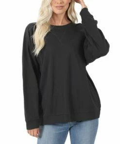 Cheapest ⭐ Zenana Black Raglan Sweatshirt - 👩 Women 🌟