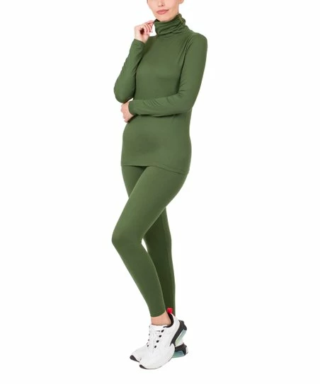 Budget ๐ Zenana Army Green Brushed Microfiber Turtleneck & Leggings - ๐ฉ Women ๐