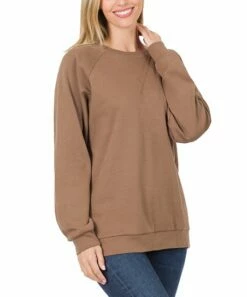 Brand new 😍 Zenana Mocha Raglan Sweatshirt - Plus ✔️