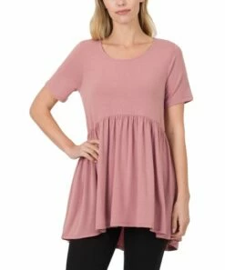 Top 10 😉 Zenana Light Rose Empire-Waist Hi-Low Tunic - 👩 Women 🥰