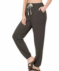 Discount 💯 Zenana Ash Gray Drawstring Pocket Joggers - 👩 Women 🔥