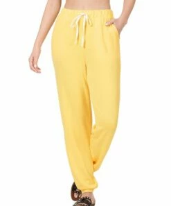 Budget ⌛ Zenana Dusty Banana Drawstring Pocket Joggers - 👩 Women 🌟