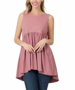 Promo 👍 Zenana Light Rose Sleeveless Empire-Waist Tunic - 👩 Women 💯