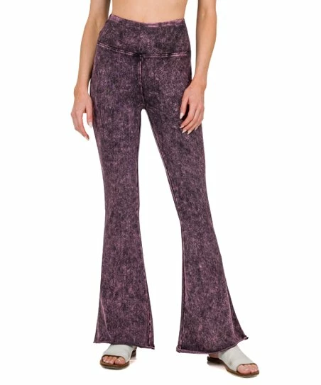 Hot Sale โ Zenana Blackberry Mineral Wash Flare Yoga Pants - Plus ๐ฏ