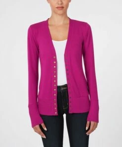 Buy 🥰 Zenana Magenta Snap-Button Cardigan - 👩 Women & Plus 😀