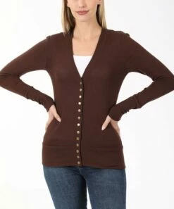 Top 10 💯 Zenana Brown Snap-Button Cardigan - 👩 Women 🌟
