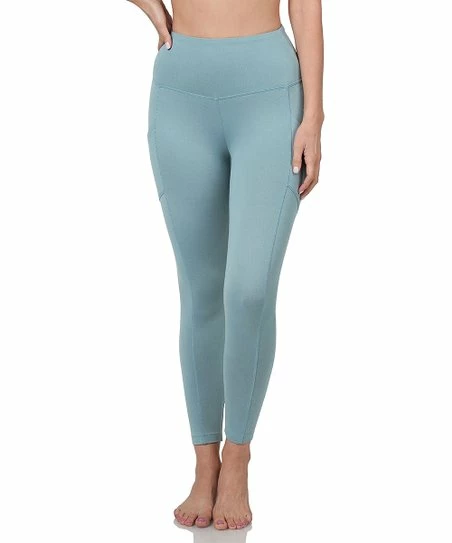 Buy ๐ Zenana Blue Gray Side-Pocket Microfiber Leggings - ๐ฉ Women & Plus ๐