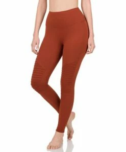 Wholesale 🛒 Zenana Dark Rust Moto Microfiber High-Waist Leggings - Plus 👏