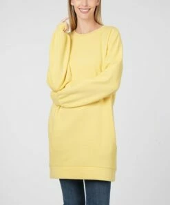 Cheap 🤩 Zenana Dusty Banana Crewneck Side-Pocket Oversize Sweatshirt - 👩 Women ✨