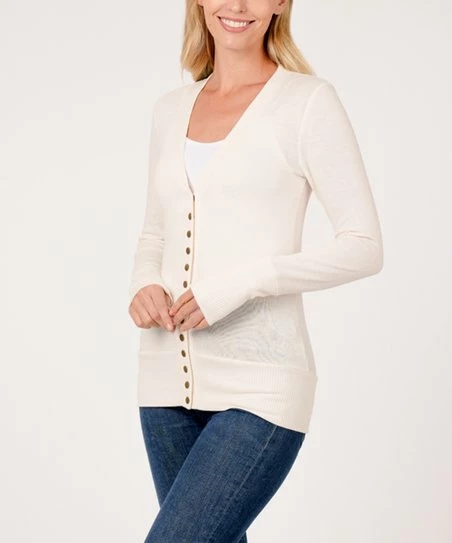 Deals β€οΈ Zenana Cream Snap-Button Cardigan - Plus π§¨