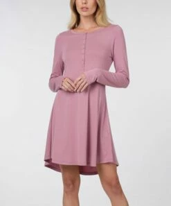 Deals 🔥 Zenana Light Rose Long-Sleeve Button-Front Shift 👗 Dress - 👩 Women 🧨
