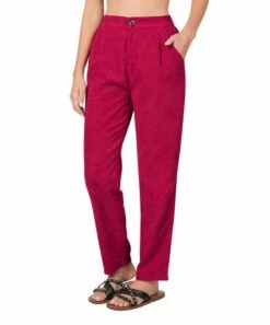 Buy 🎁 Zenana Burgundy Corduroy High-Waist Straight-Leg Pants - Plus 🌟