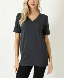 Best deal 😍 Zenana Charcoal V-Neck Tee - 👩 Women ❤️