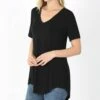 Promo 💯 Zenana Black V-Neck Curved-Hem Tee - 👩 Women ⌛