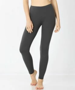 Cheap 🎁 Zenana Ash Gray High-Waist Microfiber Leggings - 👩 Women 👏