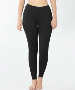 Wholesale 🔔 Zenana Black Moto Microfiber High-Waist Leggings - 👩 Women & Plus 😀