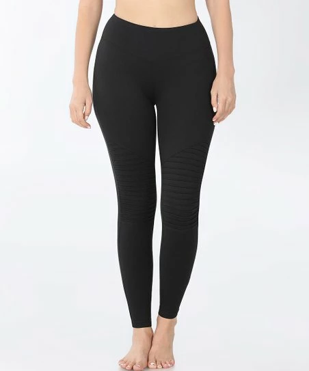 Wholesale ๐ Zenana Black Moto Microfiber High-Waist Leggings - ๐ฉ Women & Plus ๐