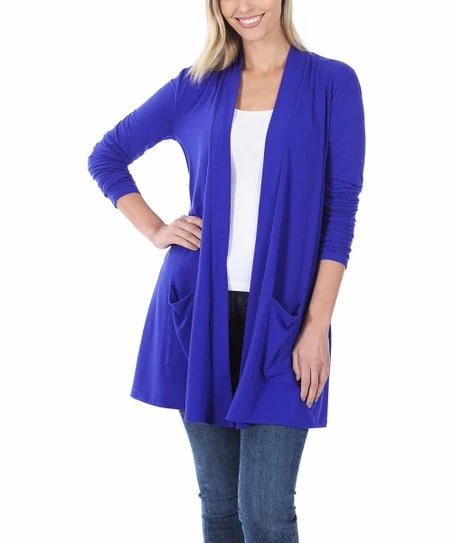 Cheap โญ Zenana Bright Blue Pocket Open Cardigan - ๐ฉ Women & Plus ๐