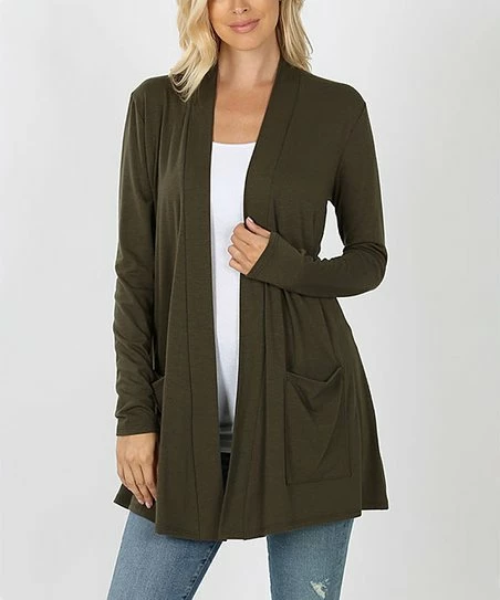 Wholesale π₯ Zenana Dark Olive Pocket Open Cardigan - π© Women π